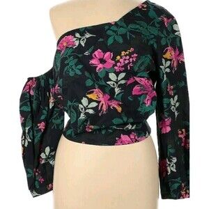 Signed Blake x The Drop One Shoulder Shirt Size Large Bottom Tie Bold Floral